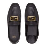 FENDI BAGUETTE BLACK LEATHER LOAFERS