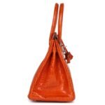 PRE-OWNED HERMÈS BIRKIN 30 ORANGE SHINY POROSUS CROCODILE PALLADIUM HARDWARE