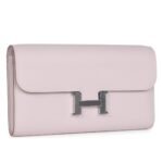 HERMÈS CONSTANCE WALLET TO GO MAUVE PALE EVERCOLOR PALLADIUM HARDWARE