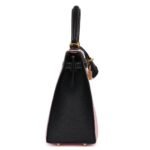 HERMÈS SPECIAL ORDER (HSS) KELLY SELLIER 25 ROSE SAKURA AND BLACK CHEVRE MYSORE BRUSHED GOLD HARDWARE