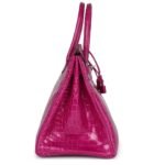 PRE-OWNED HERMÈS BIRKIN 35 ROSE SHEHERAZADE SHINY POROSUS CROCODILE PALLADIUM HARDWARE