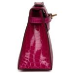 HERMÈS KELLY POCHETTE ROSE SCHEHERAZADE SHINY ALLIGATOR GOLD HARDWARE