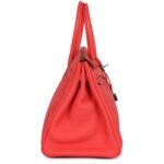 PRE-OWNED HERMÈS BIRKIN 25 ROUGE TOMATE SWIFT GOLD HARDWARE