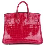 HERMÈS BIRKIN 25 ROSE MEXICO SHINY POROSUS CROCODILE PALLADIUM HARDWARE