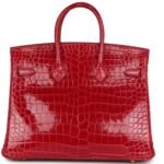 HERMÈS BIRKIN 25 BRAISE SHINY POROSUS CROCODILE GOLD HARDWARE