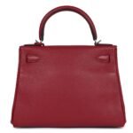 PRE-OWNED HERMÈS KELLY RETOURNE 28 ROUGE GRENAT EVERCOLOR PALLADIUM HARDWARE