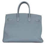 PRE-OWNED HERMÈS BIRKIN 35 BLEU LIN TOGO GOLD HARDWARE