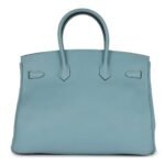 PRE-OWNED HERMÈS BIRKIN 35 CIEL TOGO PALLADIUM HARDWARE