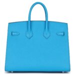 PRE-OWNED HERMÈS BIRKIN SELLIER 25 BLEU FRIDA EPSOM PALLADIUM HARDWARE