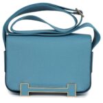 HERMÈS GETA BLUE JEAN CHEVRE MYSORE GOLD HARDWARE