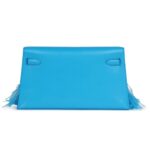 HERMÈS KELLY ELAN FOILE BLEU FRIDA CHEVRE CHAMKILA AND OSTRICH FEATHERS PALLADIUM HARDWARE