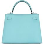 HERMÈS KELLY SELLIER 28 BLEU ATOLL EPSOM PALLADIUM HARDWARE