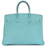 PRE-OWNED HERMÈS BIRKIN 35 BLEU ATOLL EPSOM GOLD HARDWARE