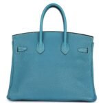 PRE-OWNED HERMÈS BIRKIN 25 BLUE JEAN TOGO PALLADIUM HARDWARE