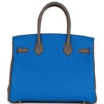 HERMÈS SPECIAL ORDER (HSS) BIRKIN 30 BLEU ELECTRIC AND ETAIN CLEMENCE BRUSHED GOLD HARDWARE