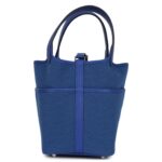 HERMÈS PICOTIN CARGO 18 BLEU ROYAL SWIFT AND TOILE CANVAS PALLADIUM HARDWARE