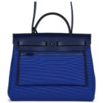 HERMÈS HERBAG ZIP PM 31 BLEU BILL TOILE MILITAIRE CANVAS AND BLEU SAPHIR VACHE HUNTER PALLADIUM HARDWARE
