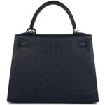 HERMÈS SPECIAL ORDER (HSS) KELLY SELLIER 25 BLEU INDIGO VERSO OSTRICH PALLADIUM HARDWARE