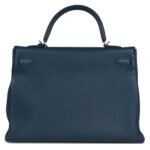 PRE-OWNED HERMÈS KELLY RETOURNE 35 BLEU DE PRUSSE TOGO PALLADIUM HARDWARE