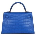 HERMÈS KELLY SELLIER 20 BLEU ROYAL MATTE ALLIGATOR GOLD HARDWARE