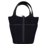 HERMÈS PICOTIN CARGO 18 CABAN SWIFT AND BLACK TOILE CANVAS PALLADIUM HARDWARE
