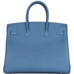 PRE-OWNED HERMÈS BIRKIN 35 BLEU AZUR EPSOM PALLADIUM HARDWARE