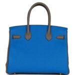 HERMÈS SPECIAL ORDER (HSS) BIRKIN 30 BLEU ELECTRIC AND ETAIN CLEMENCE BRUSHED GOLD HARDWARE