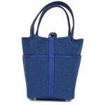 HERMÈS PICOTIN CARGO 18 BLEU ROYAL SWIFT AND TOILE CANVAS PALLADIUM HARDWARE
