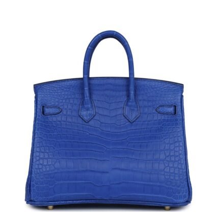 HERMÈS BIRKIN 25 BLEU ROYAL MATTE POROSUS CROCODILE GOLD HARDWARE