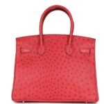 PRE-OWNED HERMÈS BIRKIN 30 BOUGAINVILLEA OSTRICH PALLADIUM HARDWARE