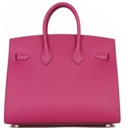 HERMÈS BIRKIN SELLIER 25 ROSE POURPRE VEAU MADAME PALLADIUM HARDWARE