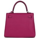 PRE-OWNED HERMÈS KELLY RETOURNE 25 ROSE POURPRE TOGO PALLADIUM HARDWARE