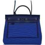 HERMÈS HERBAG ZIP PM 31 BLEU BILL TOILE MILITAIRE CANVAS AND BLEU SAPHIR VACHE HUNTER PALLADIUM HARDWARE