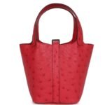 HERMÈS MICRO PICOTIN LOCK 14 BOUGAINVILLEA OSTRICH PALLADIUM HARDWARE