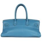 PRE-OWNED HERMÈS SHOULDER BIRKIN 42 JPG BLUE JEAN CLEMENCE PALLADIUM HARDWARE