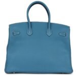 PRE-OWNED HERMÈS BIRKIN 35 BLUE JEAN TOGO PALLADIUM HARDWARE