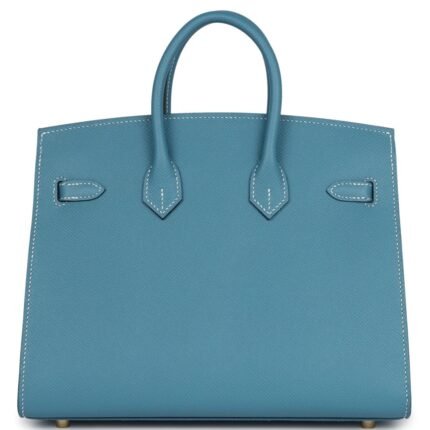 HERMÈS BIRKIN SELLIER 25 BLUE JEAN EPSOM GOLD HARDWARE