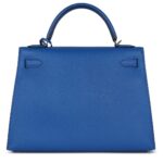 HERMÈS KELLY SELLIER 32 BLEU FRANCE EPSOM PALLADIUM HARDWARE