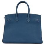PRE-OWNED HERMÈS BIRKIN 35 BLEU THALASSA CLEMENCE PALLADIUM HARDWARE
