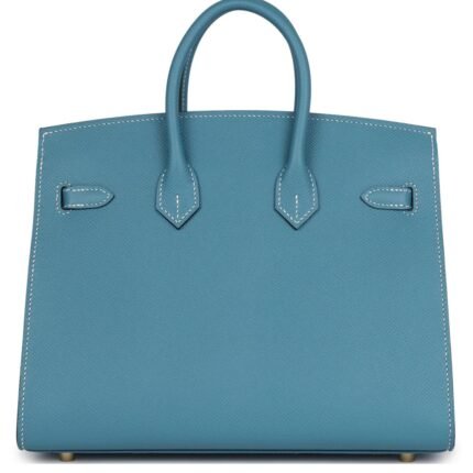 HERMÈS BIRKIN SELLIER 25 BLUE JEAN EPSOM GOLD HARDWARE