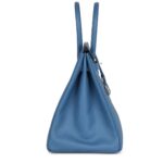 PRE-OWNED HERMÈS BIRKIN 35 BLEU AZUR EPSOM PALLADIUM HARDWARE