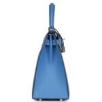 PRE-OWNED HERMÈS KELLY SELLIER 28 BLEU AZUR EPSOM PALLADIUM HARDWARE