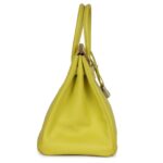 PRE-OWNED HERMÈS BIRKIN 35 LIME CANDY EPSOM PALLADIUM HARDWARE