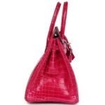 PRE-OWNED HERMÈS BIRKIN 25 ROSE MEXICO SHINY POROSUS CROCODILE PALLADIUM HARDWARE