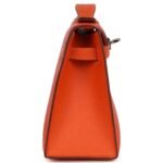 PRE-OWNED HERMÈS KELLY POCHETTE FEU EPSOM PALLADIUM HARDWARE