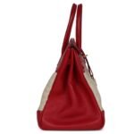 VINTAGE HERMÈS BIRKIN 35 ROUGE VIF BUFFALO AND CRINOLINE GOLD HARDWARE