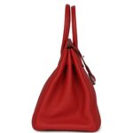 PRE-OWNED HERMÈS BIRKIN 35 ROUGE CASAQUE TOGO PALLADIUM HARDWARE