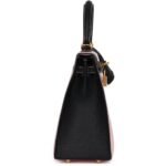 HERMÈS SPECIAL ORDER (HSS) KELLY SELLIER 25 ROSE SAKURA AND BLACK CHEVRE MYSORE BRUSHED GOLD HARDWARE