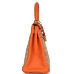 PRE-OWNED HERMÈS KELLY RETOURNE 28 VIBRATO ORANGE EVERCALFGOLD HARDWARE