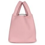 HERMÈS PICOTIN 22 ROSE SAKURA CLEMENCE PALLADIUM HARDWARE
